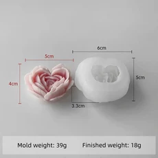 사랑 꽃 금형 DIY 하트 모양의 장미 아로마 테라피 양초 에폭시 수지 석고 금형 수제 비누 실리콘 금형, J-5019, 1개