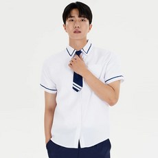 (대여)네이비 반팔 라인포인트 남자하복 교복세트