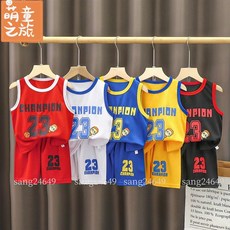 兒童籃球服套裝，男童背心運動套裝，夏季小孩籃球衣服，韓版童裝