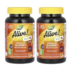 네쳐스웨이 Alive! 어린이용 프리미엄 종합비타민 체리 오렌지 및 포도 맛 90구미젤리, 90정, 2개