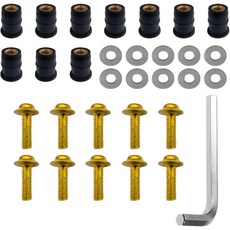 ZIMISI 10PCS 모터사이클 윈드실드 볼트 키트 와셔 및 렌치가 장착된 알루미늄 합금 차체 장착 나사 페어링 대부분의 차량용 너트 패스너골드, Gold