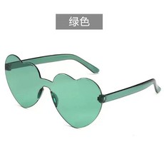 【無品牌】-連體桃心太陽鏡 愛心眼鏡 果凍色無框心型連體太陽眼鏡