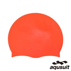 국내생산 베이직 심플 실리콘수모 성인남녀공용 수영모자, 오렌지, 1개