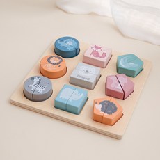 폴라비 원목 동물블럭퍼즐 장난감, 1개