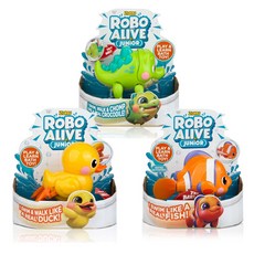 로보얼라이브 주니어 수영하는 리틀 오리 악어 물고기 목욕장난감, 리틀오리