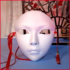 派對面具 網紅古風俏美人成人面具 漢服配件 萬聖節舞會裝飾道具, 1個, 純白美人,均碼