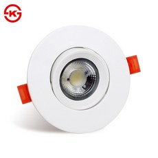 퍼스트 LED 다운라이트 3인치 슬림 집중 COB 직회전 7W 원형 매입등, 주광색(하얀빛), 3개
