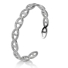 ECLATIS LumeMe 여성 유럽풍 고품격 실버 커프 디자인 팔찌 뱅글 해머드 텍스처 오픈워크 명품 디자인의 조절 가능한 팔찌 티타늄 스틸 변색 방지 간편 방수 3076, ECLATIS LumeMe 여성 유럽풍 고품격 실버 커