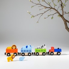 SM 원목 기차 4가지 기차놀이 원목기차장난감, 그린,오렌지외혼합색상, 1개