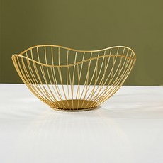 아미토 철제 다용도 과일 간식 트레이 바구니, 골드, 1개