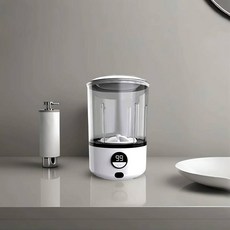 NoEnName_Null 111717 화이트 2L 미니 세탁기 2000mAh 완전 자동 휴대용 터빈 LED 세탁 컵 의류 속옷 및 양말용 컴팩트, White