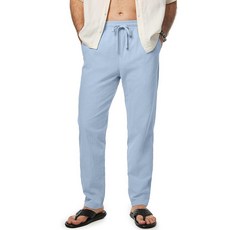 Dokotoo Men 남성용 면 캐주얼 바지 신축성 있는 허리 드로스트링 경량 여름 비치 팬츠 포켓 포함 카키 XL