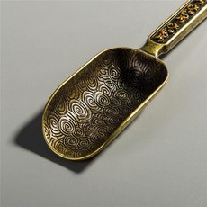 祥雲茶勺 紅銅色 茶葉勺 茶鏟 茶匙 茶具配件, 1個, 祥雲茶勺 青銅色, 青銅色