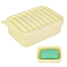 SQUARE 스퀘어 TRAVEL 트래블 Soap CASE 케이스 Bar HOLDER 홀더 for Dr Squatch SilicON 온e 케이스 Saver PorTAB 탭l, Rectangular, Cream Yellow