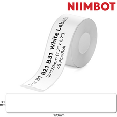 Niimbot B1 B2 B21 B31 라벨프린터 라벨지, 1개, 사각화이트30x170