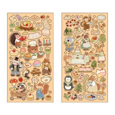 만화 동물 스크랩북 스티커 투명 장식 스티커 (DIY 공예 저널링 스크랩북 다이어리 플래너에 적합), 1