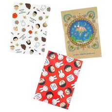 일본 수입 미피&치비마르코 A4 클리어화일 (3design), 표정(레드)