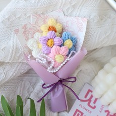 迷你針織花束 毛線編織花泡芙花 生日禮物 婚禮小物伴手禮, 紫色, 1個