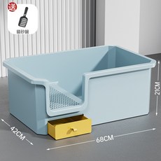 巨無霸半封閉高圍欄走廊式貓砂盆, 1個, 68*42*21CM