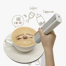 푸드 음식 휴대용 프린터 커피 라테 아트 비스킷 케이크 식용 잉크, 본품(계량 스틱 증정)+블랙 잉크 1 개