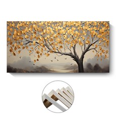 輕奢肌理油畫 樹裝飾畫 床頭掛畫 客廳沙發背景牆藝術畫, 內框畫D,80X40cm