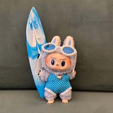 [국내 배송] LABUBU 라부부 인형 옷 의상 소품 액세서리 꾸미기 세트, 12 블루 보드 세트(선글라스+수영복+서핑보드+목걸이), 1개