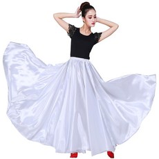 VNOEVW 여성 38인치 롱 새틴 풀 샤이니 맥시 스커트 - 라틴어 벨리 댄스 공연 코스프레 쇼 파티 및 여행에 적합