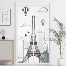 코팅블루 찍찍이 간편설치 튼튼한 방문 현관 일체형 자석 모기장세트, 에펠가든