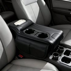 자동차 팔걸이 박스 매트 다기능 차량용 컵홀더 휴지 케이스 편안한 팔걸이 콘솔 쿠션, 1개, 검정색