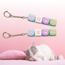 월드인원 고양이 발바닥 키보드 키캡키링 투명 LED 4구 스트레스 풀기, 1개, 컬러고양이 1개, 컬러고양이