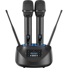 토너 블루투스 무선 마이크 충전식 UHF 시스템 가정 파티용 금속 이중 핸드헬드 260피트 노래방 교회 파티 TW-790 검정
