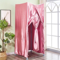 한행 접이식탈의실 소형 간이 이동식 스튜디오 검은색 학원 커튼 의류매장 그늘천, 공식 표준, 핑크 쉐이딩 천(소형)