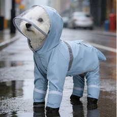 徠本 狗狗雨衣 四腳防水全包寵物衣服 中小型犬用 雨天防髒神器, 1個, 【升級超防水】【連腳包尾可牽引】雲,XS【參考背長20-25】建議體重1-3斤