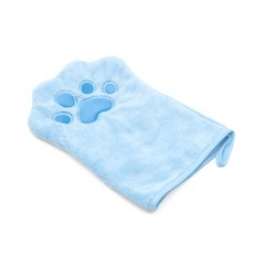 반려동물 고양이 발 모양 장갑 수건 초강력 흡수 속건 강아지 고양이 전용 목욕 세정 타월, 1개, 블루22*15CM