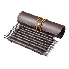 高級鎢鋼硬質合金篆刻刀10件套組附牛皮套手工刻石刀木雕木工印章雕石頭雕刻刀, 詳見包裝, 10件