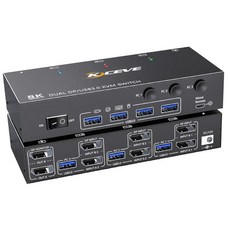 易控王 8K 3 Port DP KVM切換器 雙螢幕輸出 4 Port USB3.0 切換器(40-116-05-05), 1個, 40-116-05-05