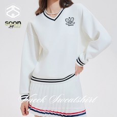 [순이야] C.여성 골프 테니스 자수 V넥 루즈핏 맨투맨