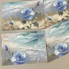 復古信封 個性信封 新款油畫海灘玫瑰ins風信封信紙高顏值歐式手寫精緻印刷創意留言 多彩信封 高顏值信封, 1個, 新品上市  海灘玫瑰信箋,4信封+4信紙