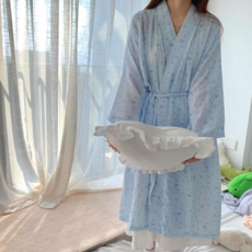 엘리무아 샤워가운/목욕가운/잠옷/로브, 1개, 스카이리본 가운