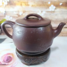 頂級原礦石紅雙面陶刻漢瓦 稀有泥料 珍藏精品梅花7孔出水 160cc 紫玉金砂 溫潤如玉, 1個