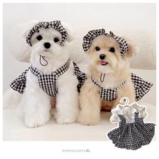 강아지 고양이 고방 체크원피스 / 블라우스 / 프릴 티셔츠, 프릴 블라우스, 1개