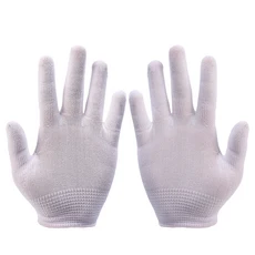 화이트 블랙 얇은 나일론 작업 장갑 면사 폴리에스테르 보호 화가 창고, 02 1 pair, 01 하얀색