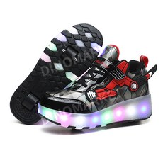 LED 충전식 롤러 스케이트 신발, 39, D.2166 검정 두 바퀴