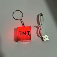 마인크래프트 블록 무드등 충전식 LED 수면등 캐릭터 조명 크리퍼 아들 인테리어 소품, 가방 TNT 펜던트 (충전식), 1개
