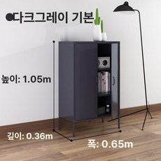 파스텔 철제 캐비닛 감성, 2개 문, 조립 완료, 다크그레이 스탠다드