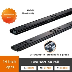 서랍 슬라이드 닫기 트랙 레일 슬라이딩 2 섹션 캐비닛 가구 하드웨어, DG205 14 Inch