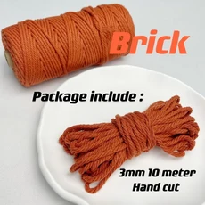 3mm 11 야드 35 색상 옵션 Macrame 코드 코튼 로프 4 플라이 트위스트 Macrame 스레드 Macrame 용품 DIY 공, 01 3mm 10Meters, 06 Brick