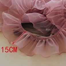 1M 핑크 화이트 블루 다채로운 Organza Pleated 레이스 트림 리본 패브릭 Applique Fold Ruffle 드레스 DIY 바느질 용품 공예, 간장 15cm, 1개