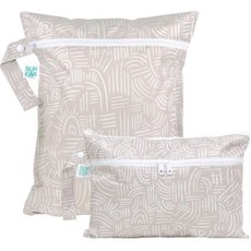 범킨스 방수 물티슈 및 포장 파우치 TSA 항공사 준수 아기용 팩 여행 수영복 천 기저귀 펌프 부품 체육복 세면도구 어린이집 지퍼백 4개 오션 라이프 블루, A1 Boho Beige