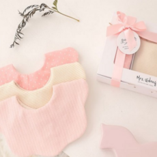 [출산백일선물] 우이동금손 블랑 쁘띠턱받이 3종세트 [포장+쇼핑백세트], 1개, 3개입, 핑크FREE